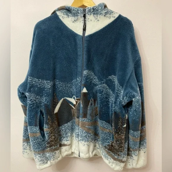 Denali Fleece Jacket Full Zip Cabin Shacket Large Reversible Vintage - Picture 1 of 9